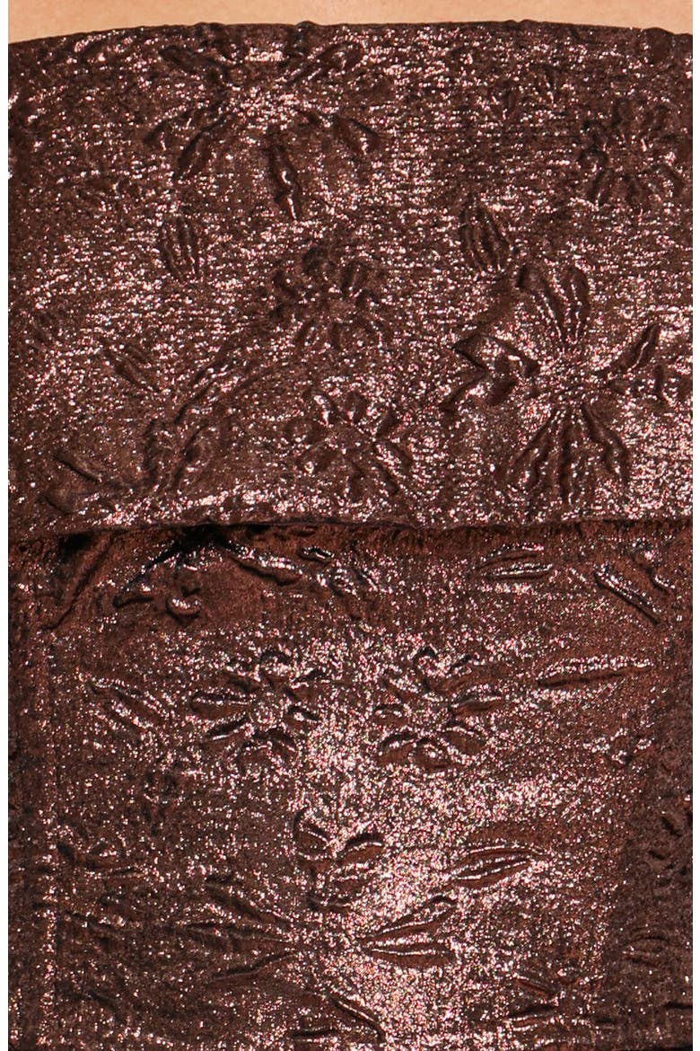 Aberdine Off the Shoulder Maxi Dress, Alternate, color, BROWN BROCADE