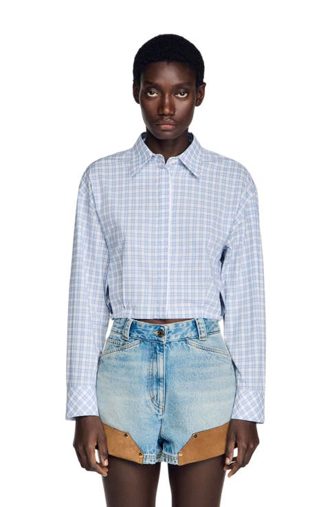 Short checked shirt