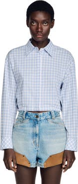 SANDRO Short Checked Shirt