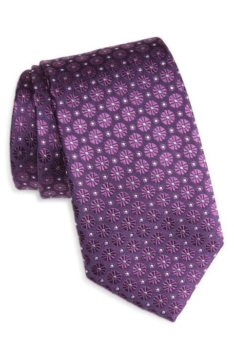 Medallion Print Silk Tie