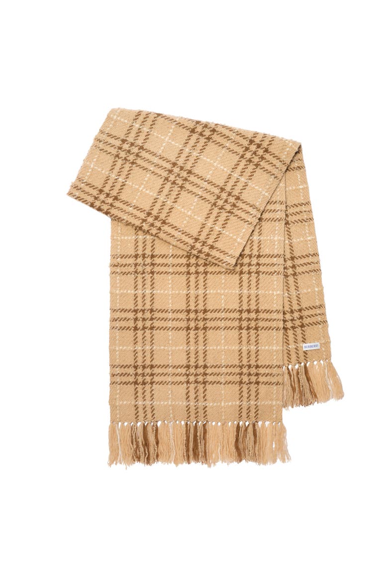Embellished Check Bouclé Scarf, Main, color, Finch beige