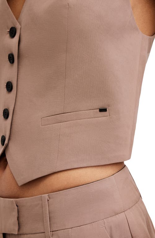 Allsaints Deri Lyn Linen Blend Waistcoat In Doe Brown