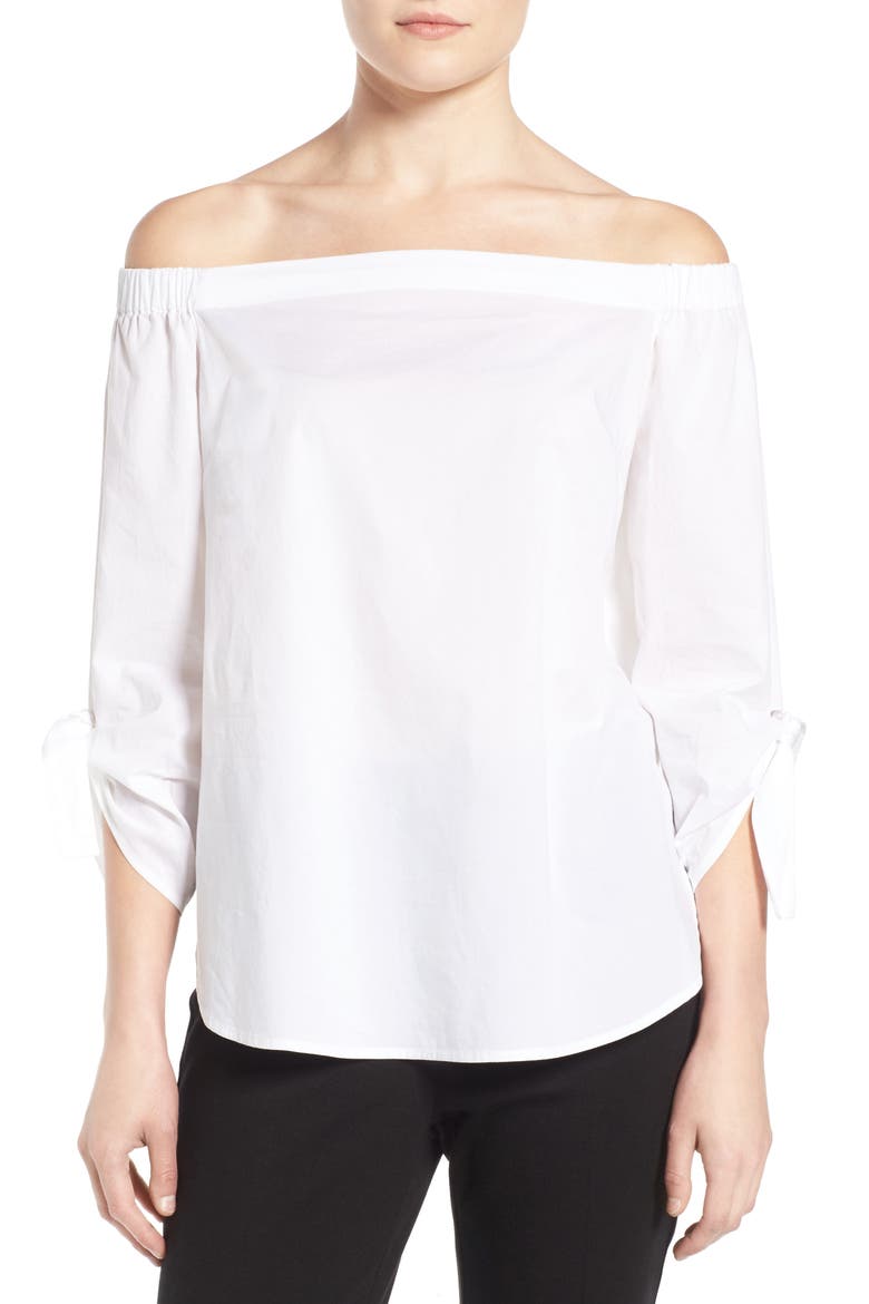 Tie Sleeve Off the Shoulder Top, Main, color, WHITE