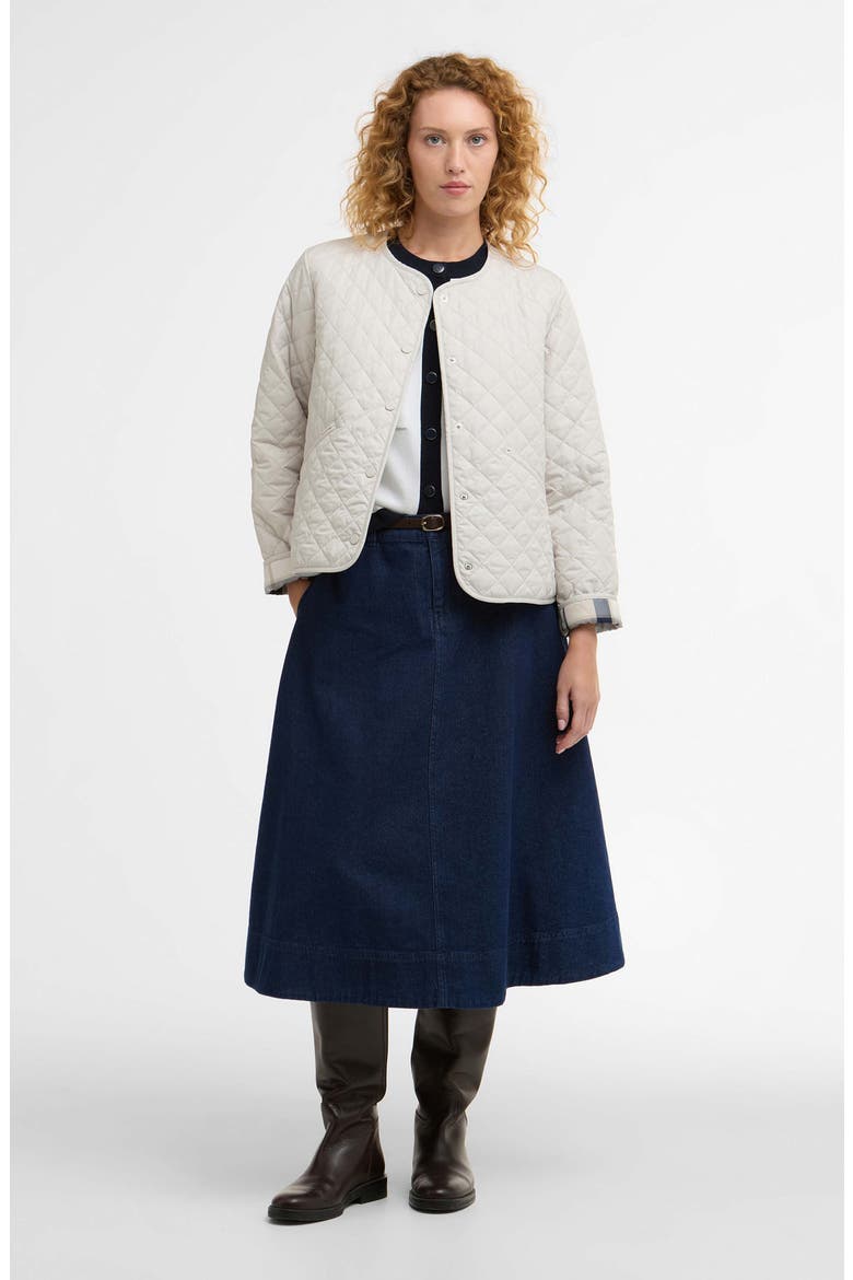Cashel Collarless Quilted Jacket, Alternate, color, MIST/ DRESS NAVY TARTAN