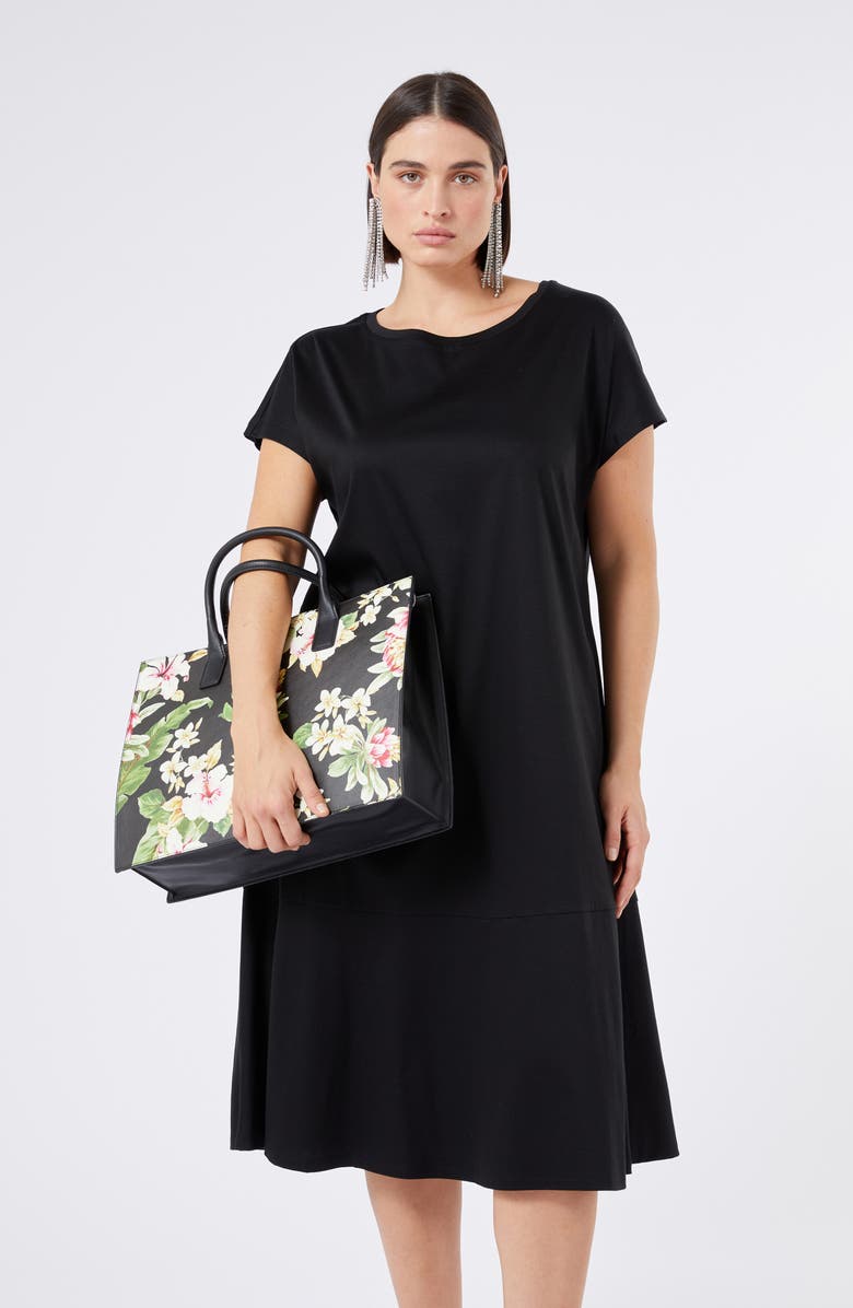 Marina Rinaldi Ara Interlock Jersey Midi Dress, Alternate, color, Black