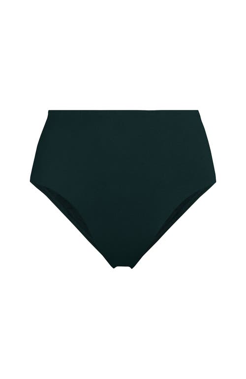 Lands' End Ribbed Smoothing High Waisted Bikini Bottoms In Deep Balsam