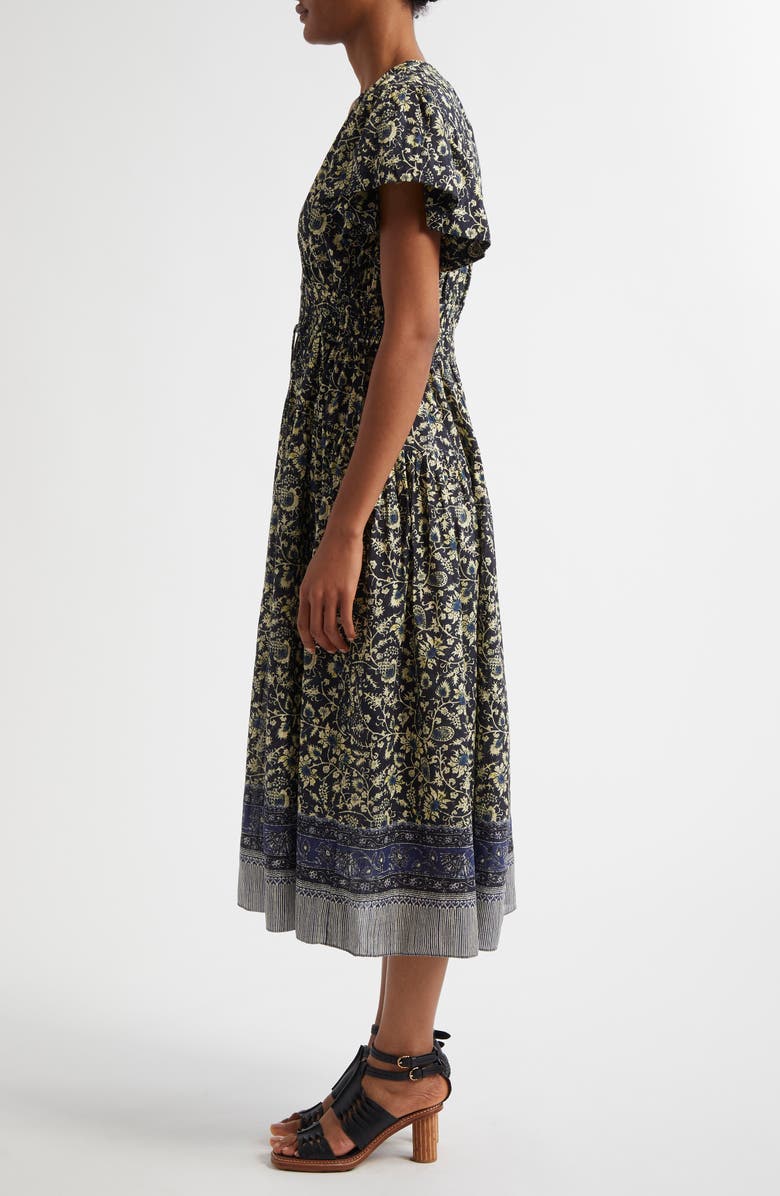 Ulla Johnson Lyria Floral Cotton Blend Midi Dress, Alternate, color, 