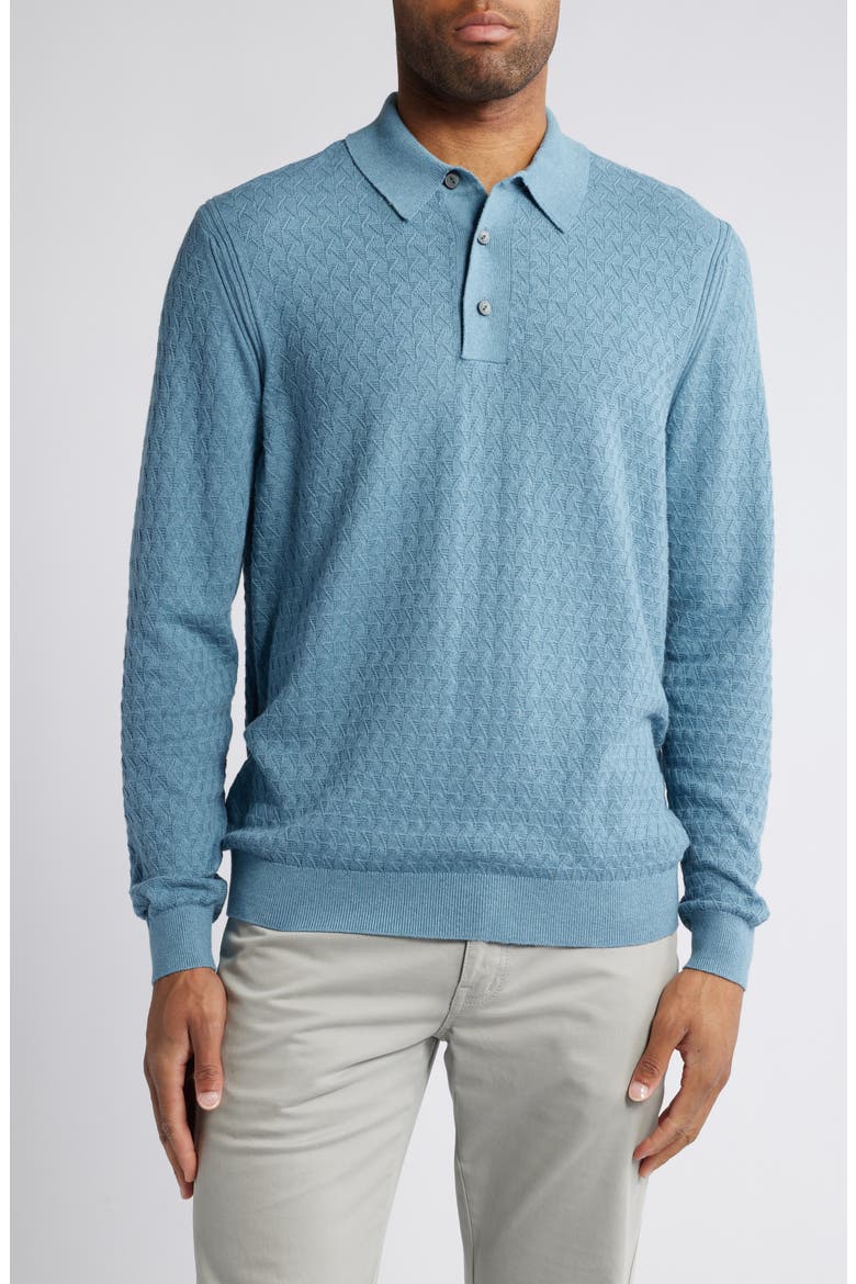 Capital Long Sleeve Polo Sweater, Main, color, BRISTOL BLUE