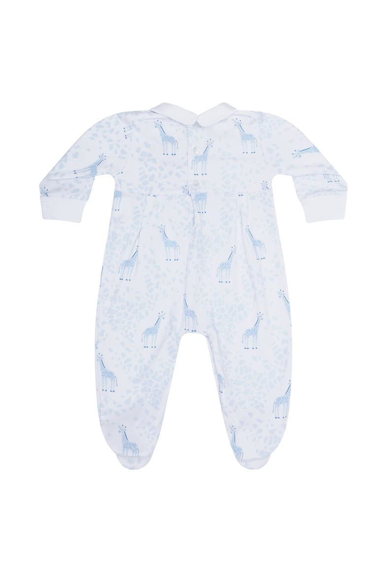 Blue Giraffe Print Smocked Footie - Baby, Alternate, color, Blue