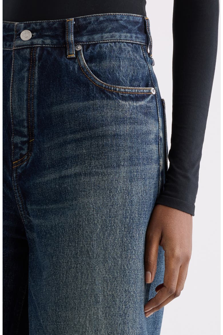 High Waist Denim Palazzo Pants, Alternate, color, DOCK BLUE