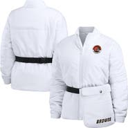 WEAR by Erin Andrews Women's WEAR by Erin Andrews White Cleveland Browns Packaway Full-Zip Puffer Jacket