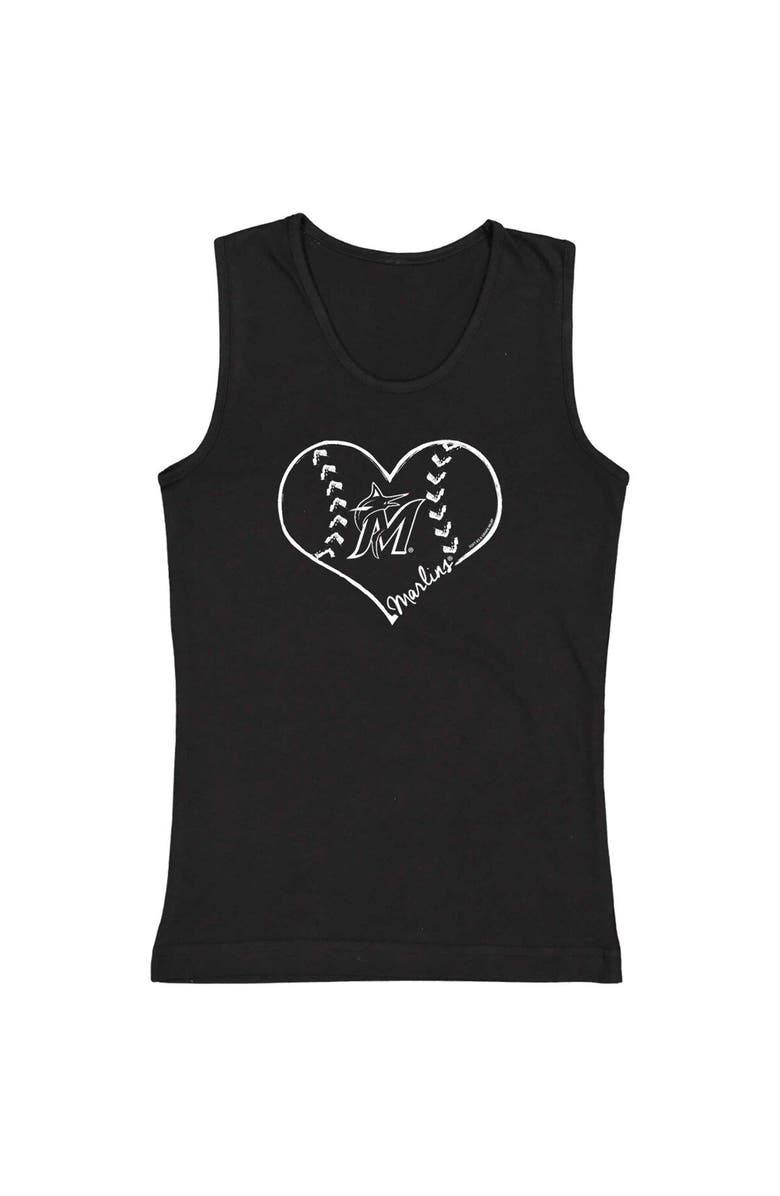 SOFT AS A GRAPE Youth Soft as a Grape Black Miami Marlins Cotton Tank Top, Main, color, Black