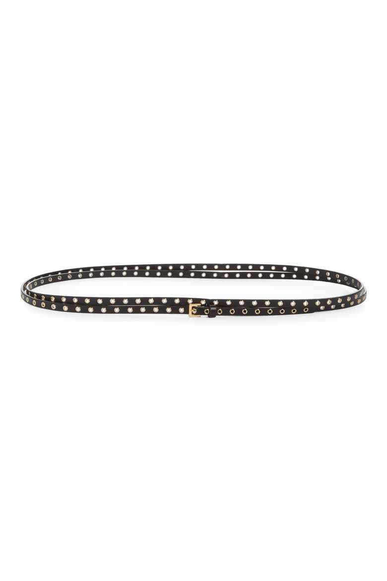 Mini Grommet Skinny Leather Wrap Belt, Main, color, NOIR