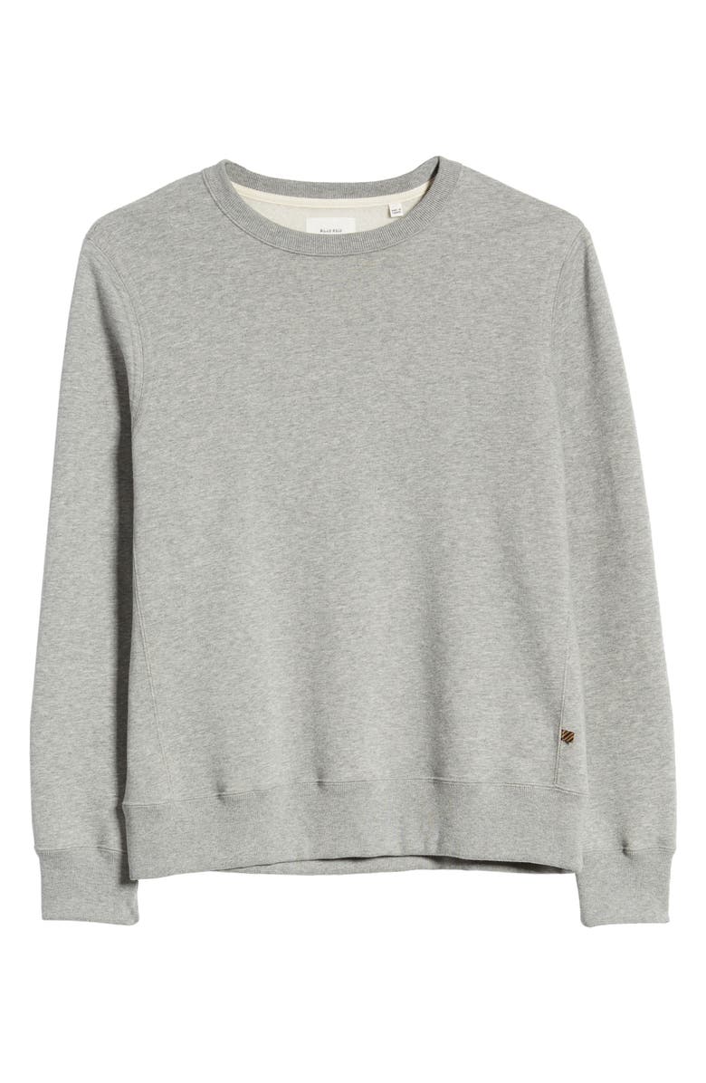 Billy Reid Dover Crewneck Sweatshirt with Leather Elbow Patches, Alternate, color, Grey