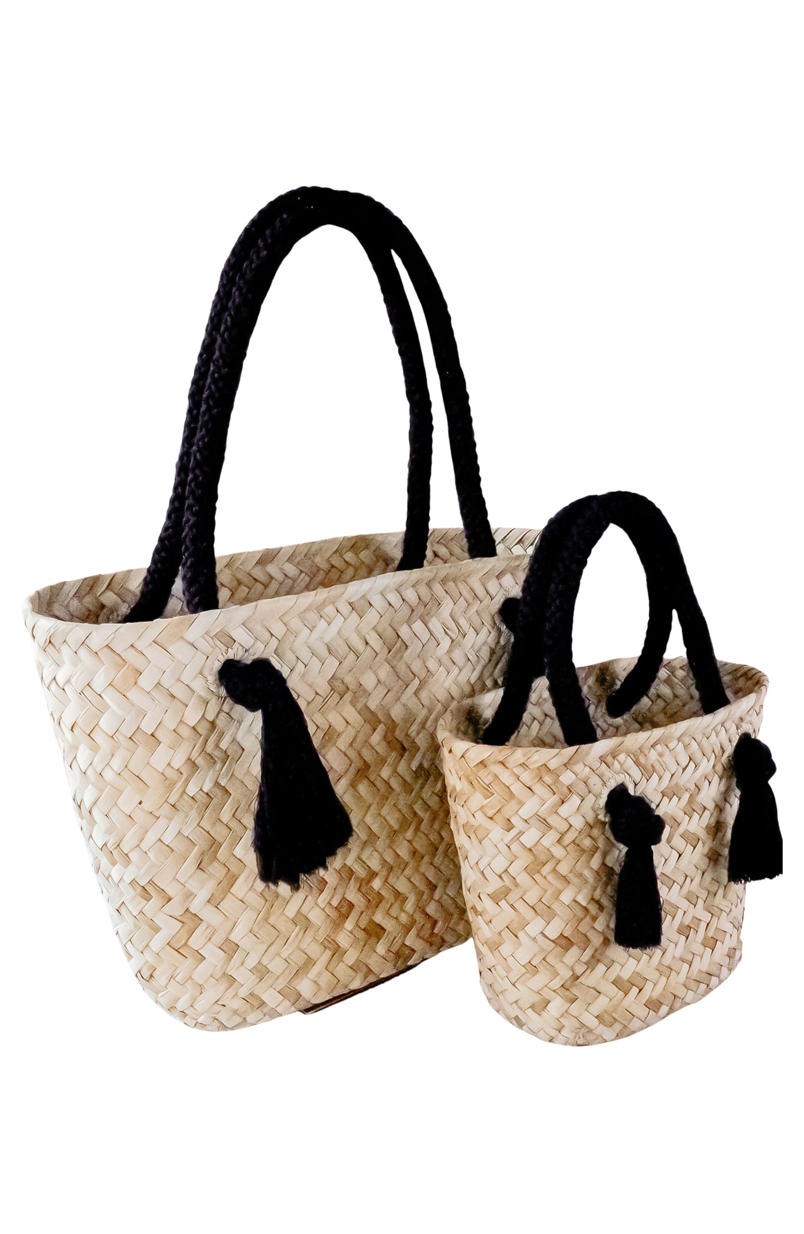 LIKHA Seagrass Large Tote Bag, Alternate, color, Black