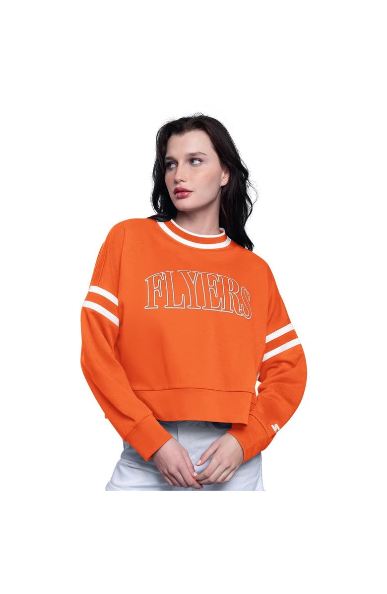 STARTER Women
s Starter  Orange Philadelphia Flyers Power Play Cropped Pullover Sweatshirt, Main, color, Orange