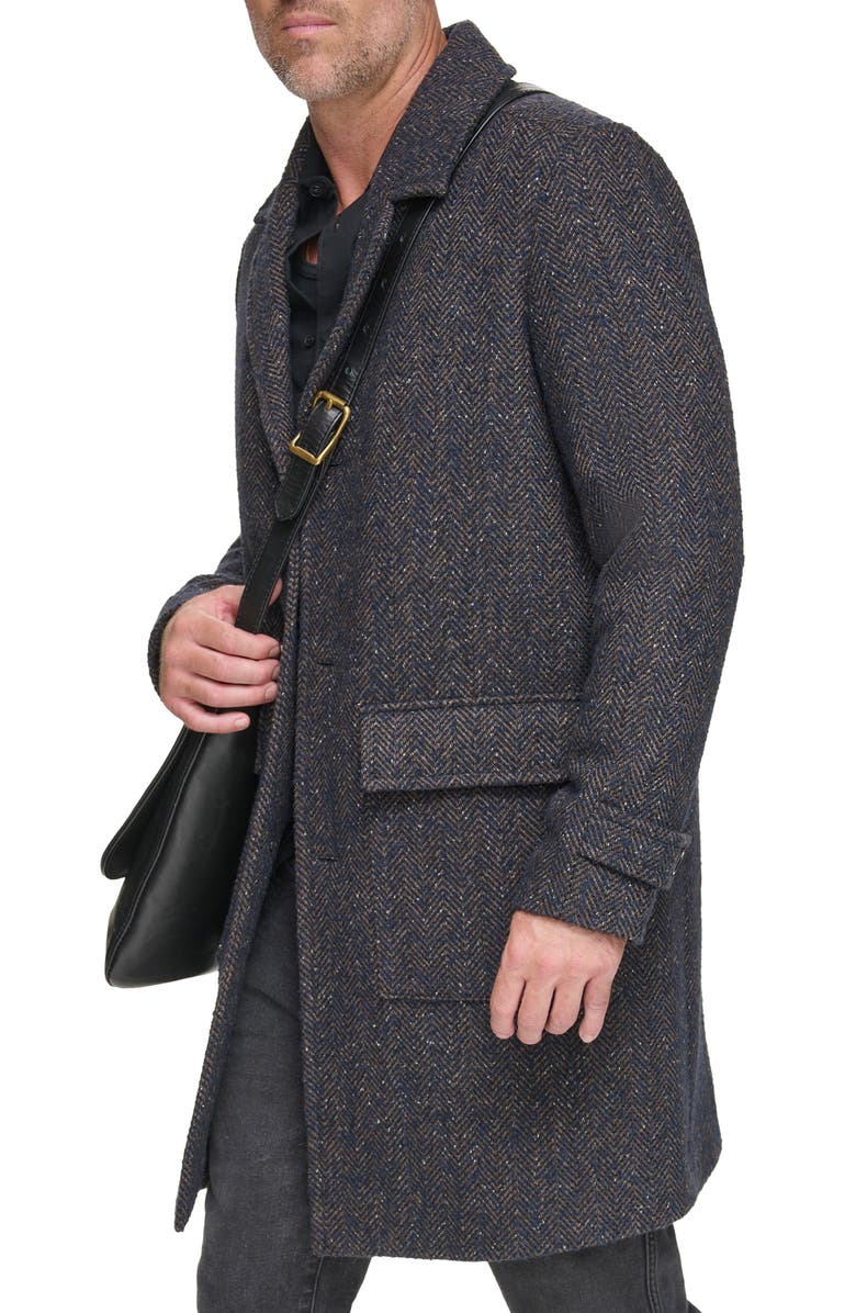 Andrew Marc Wexford Herringbone Wool Blend Overcoat, Alternate, color, 