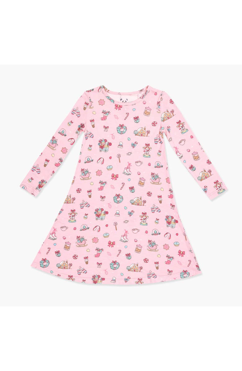 Bellabu Bear Kids' Candy Cane Lane Long Sleeve Dress, Main, color, Candy Cane Lane