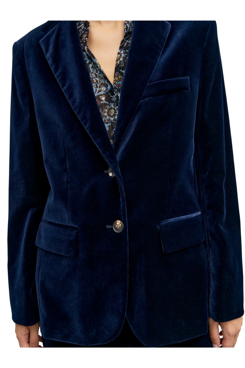 Jyna Velvet Suit Blazer, Alternate, color, Navy Blue