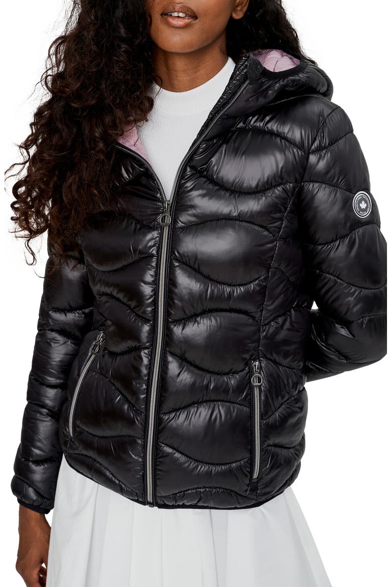 Packable Quilted Hooded Jacket, Main, color, BLACK