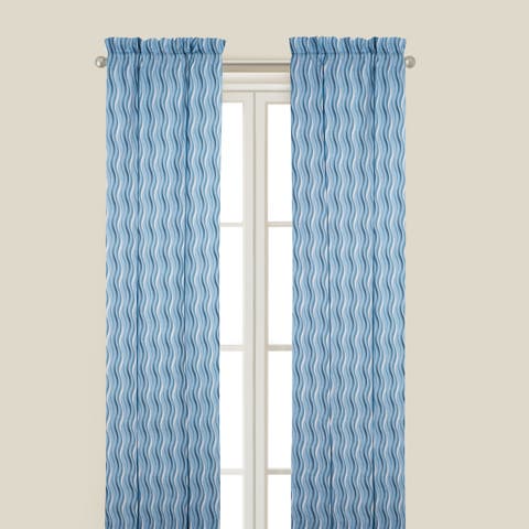 Reef Paradise Ocean Waves Cotton Window Curtain Drapery Single Panel