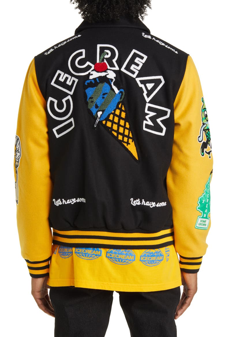 Dollar Sign Varsity Jacket, Alternate, color, BLACK