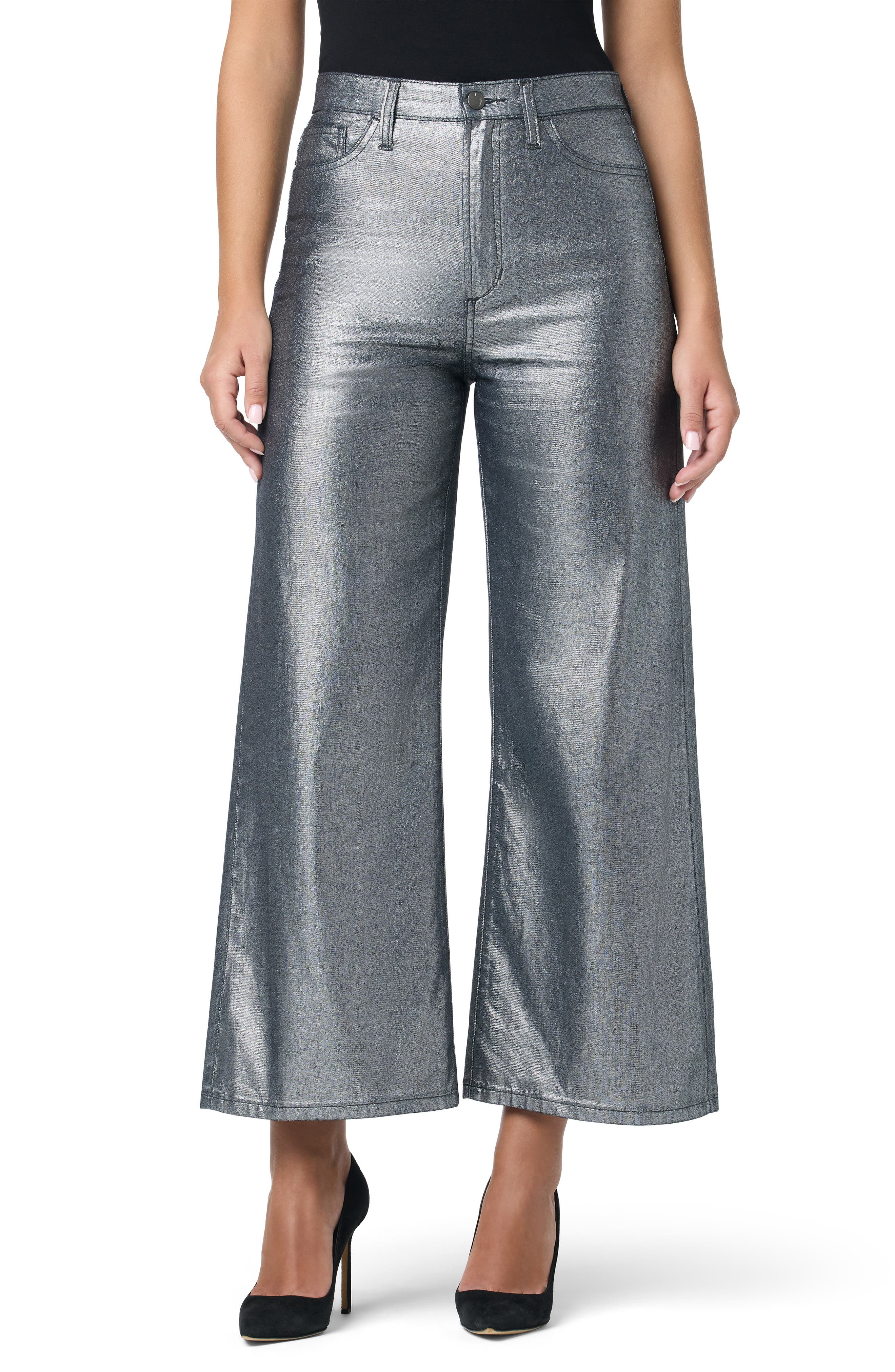 Joe's Metallic High Waist Wide Leg Ankle Jeans
