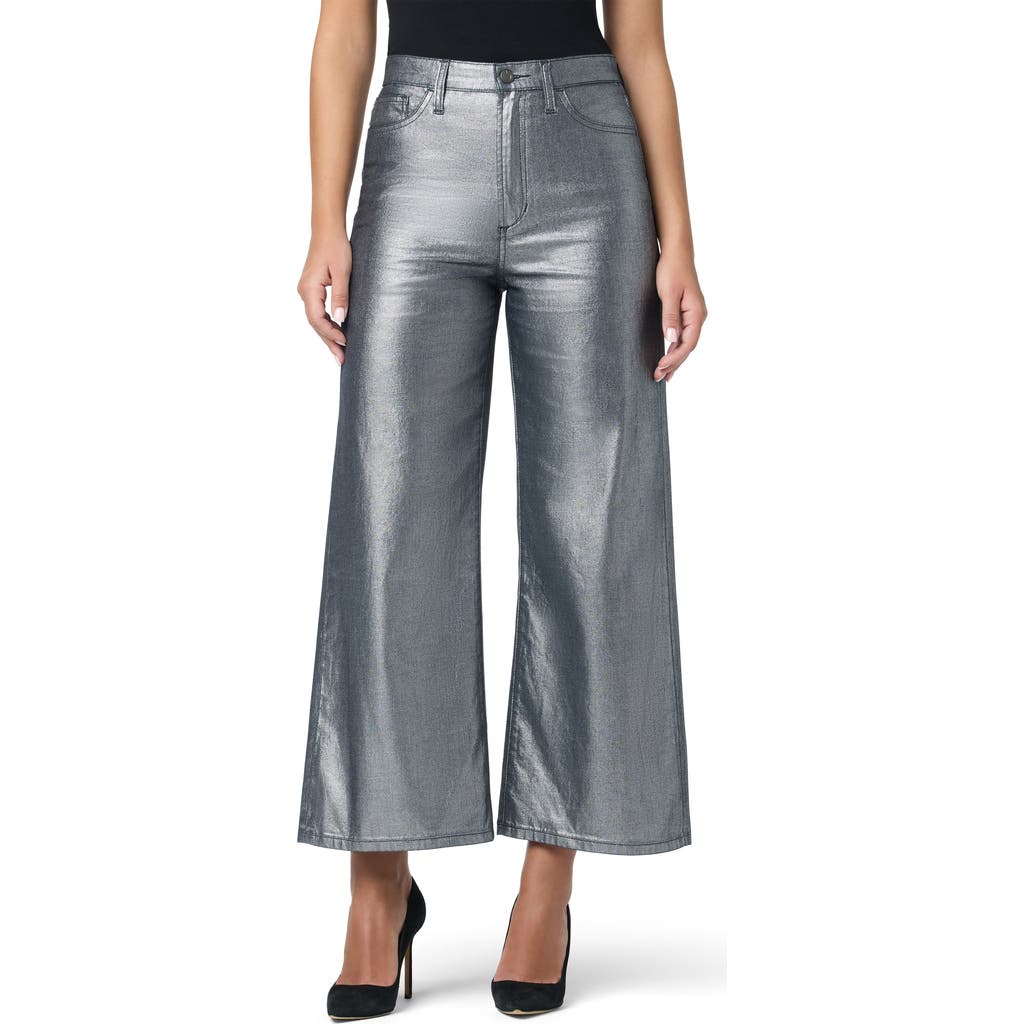 Joe's Metallic High Waist Wide Leg Ankle Jeans In Gray