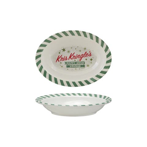 Kris Kringle's Striped Melamine Oval Serving Bowl