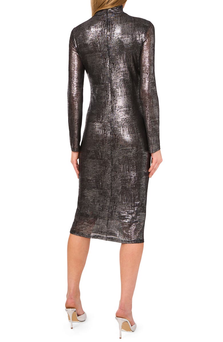 Ted Baker Metallic Long Sleeve Midi Dress, Alternate, color, Rich Black