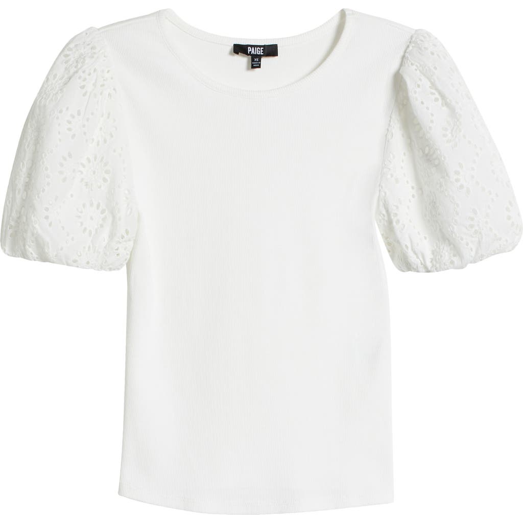 PAIGE PAIGE MARINA EYELET PUFF SLEEVE T-SHIRT