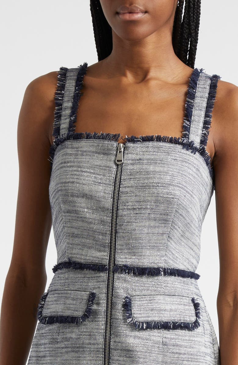 Cinq à Sept Odie Metallic Fringe Detail Cotton Blend Dress, Alternate, color,