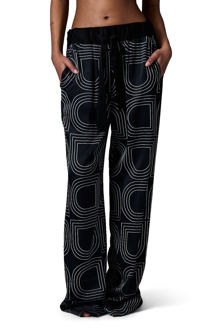 Posey Print Wide Leg Pants, Alternate, color, Black