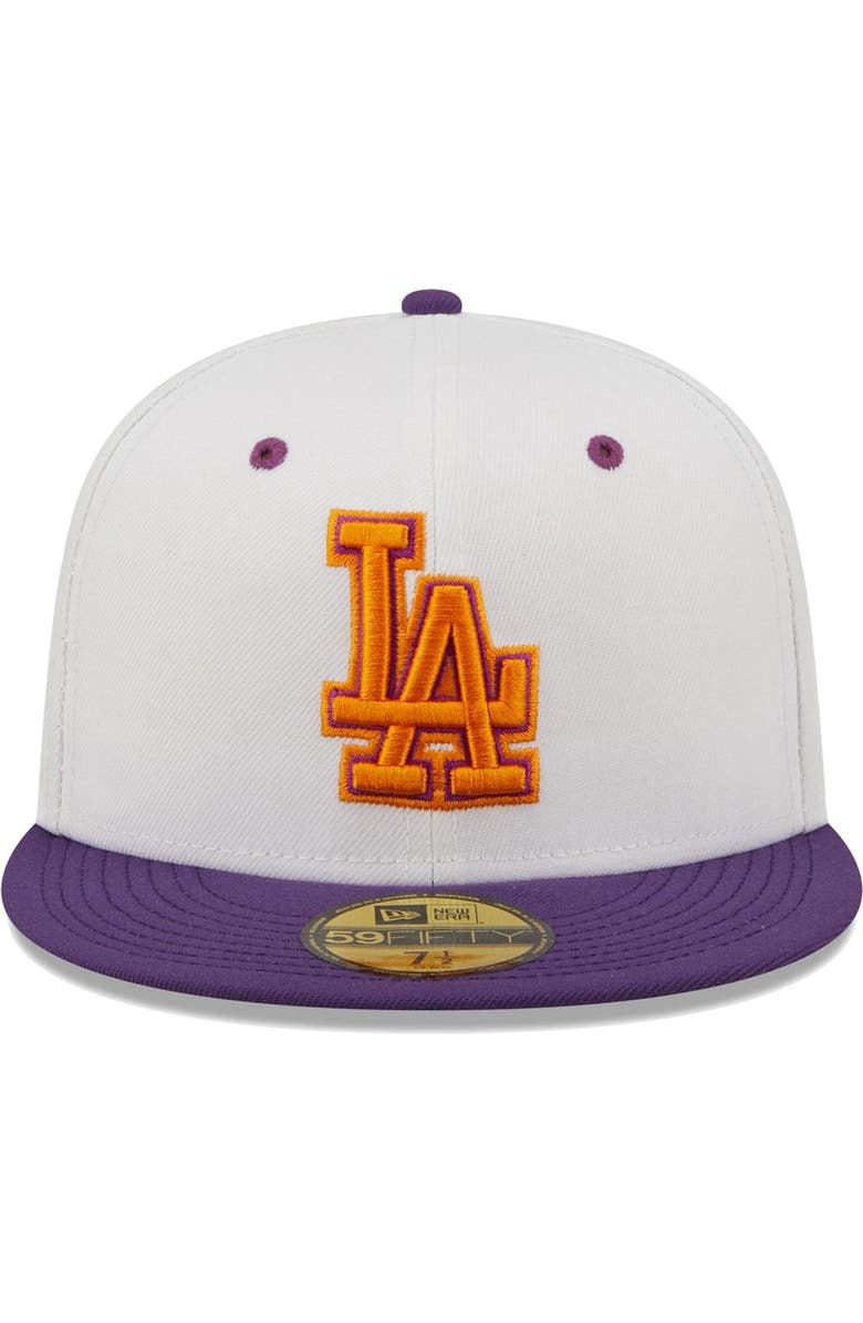 New Era Men's New Era White/Purple Los Angeles Dodgers 40th Anniversary at Dodger Stadium Grape Lolli 59FIFTY Fitted Hat, Alternate, color, White