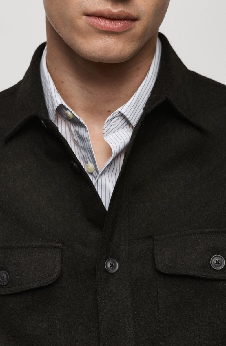 MANGO Regular Fit Chest Pocket Button-Up Shirt, Alternate, color, Dark Heather Grey