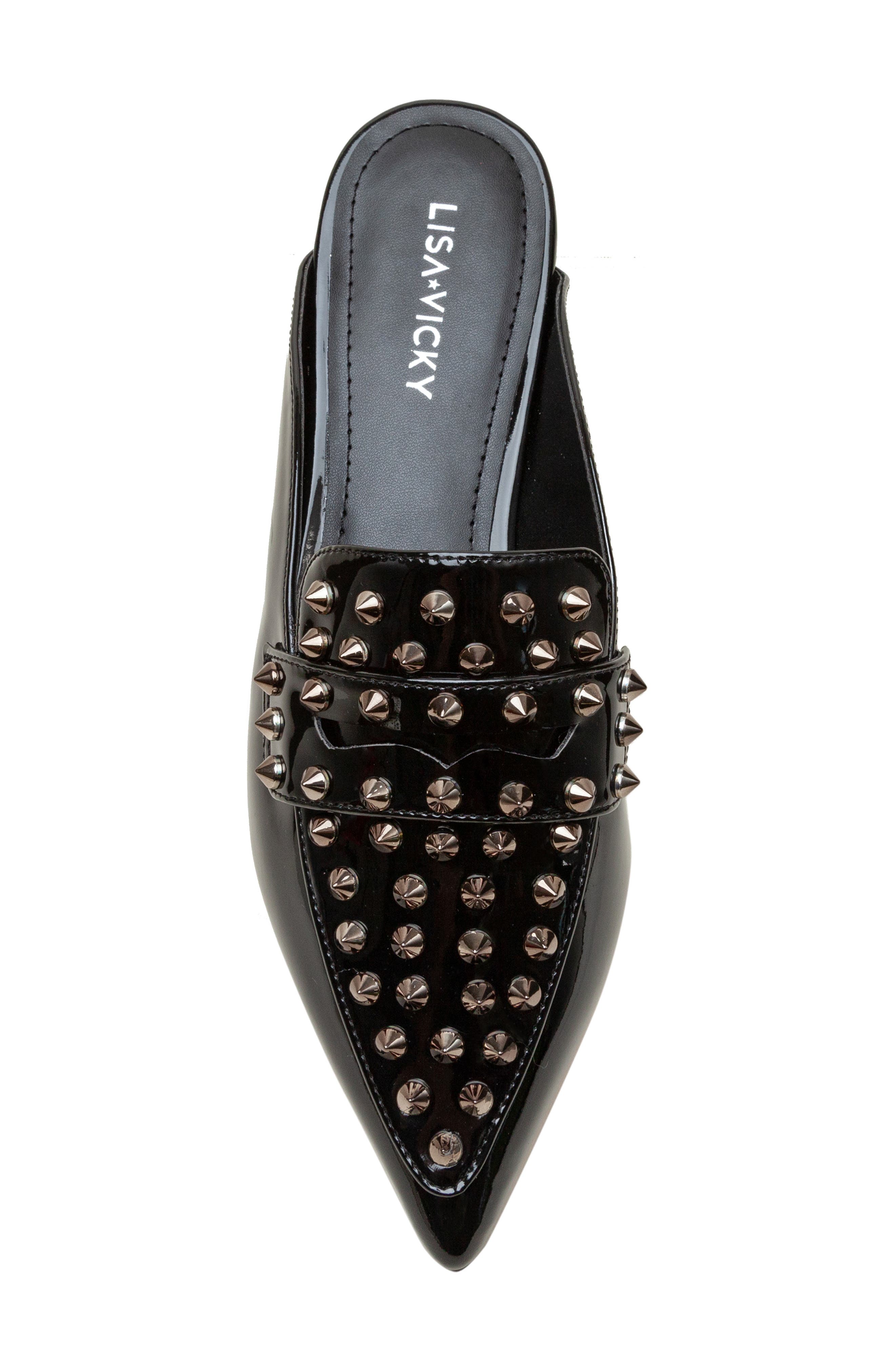 Lisa Vicky Mojo Studded Pointed Toe Mule, Alternate, color, Black Patent
