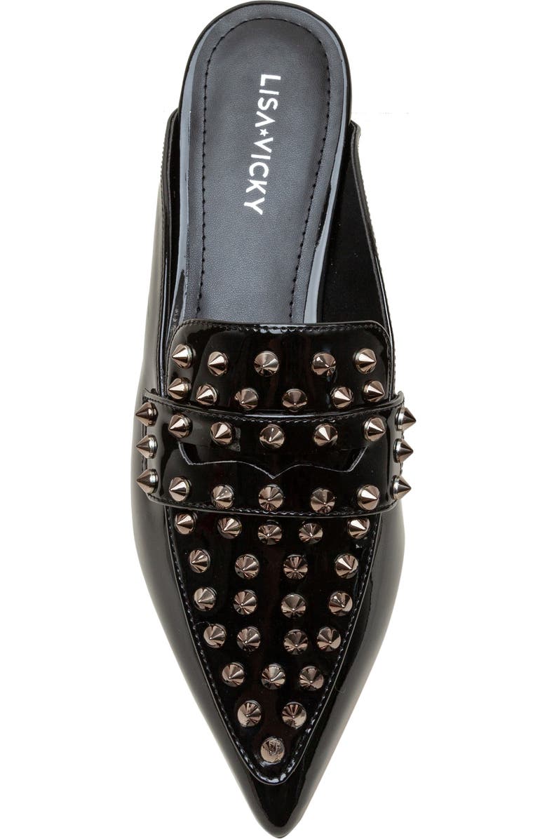 Lisa Vicky Mojo Studded Pointed Toe Mule, Alternate, color, Black Patent
