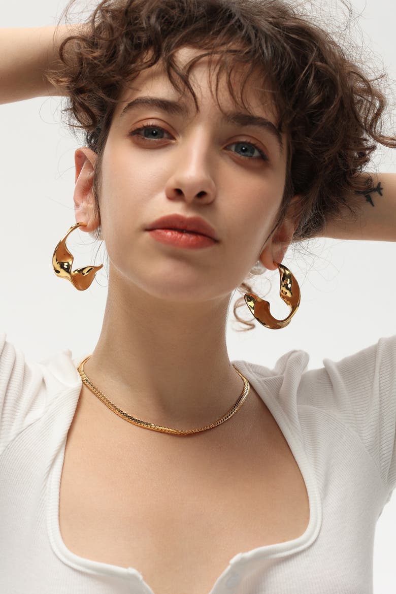 Classic Herringbone Necklace, Alternate, color, Gold