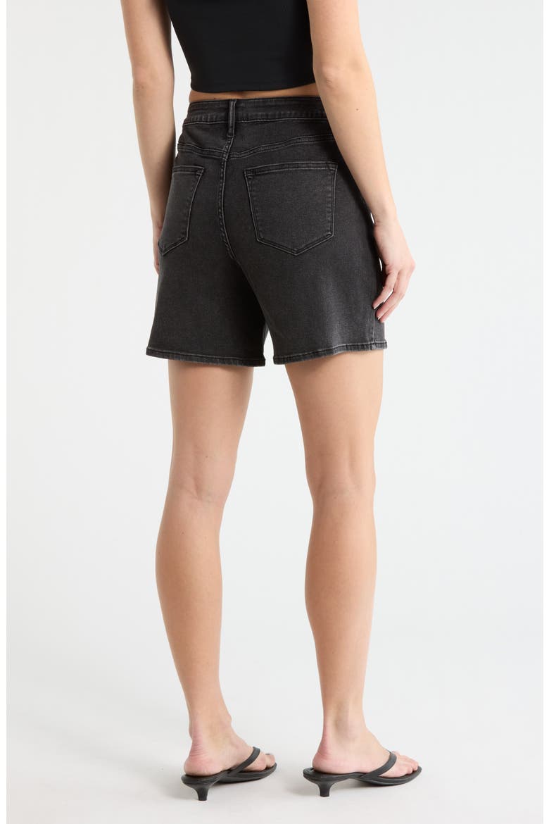 High Waist Mid Thigh Denim Shorts, Alternate, color, WASHED BLACK