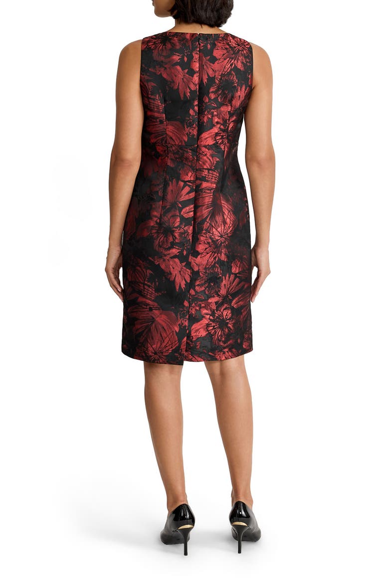 Empire Seam Sheath Dress, Alternate, color, FIRE RED/ BLACK