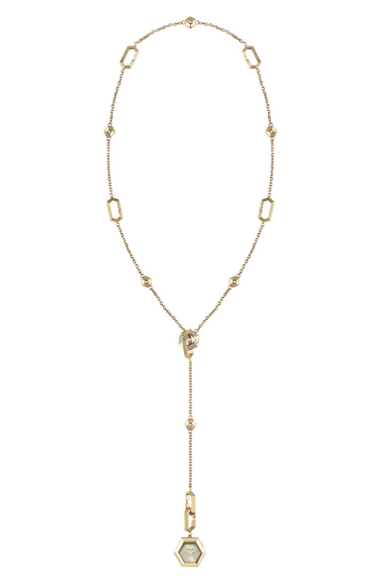 PHILIPP PLEIN $nake Hexagon Pendant Y-Necklace Watch, 28mm, Main, color, 