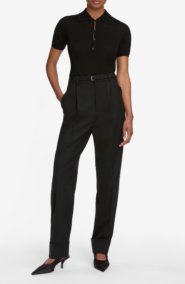 FRAME The Smart Merino Wool Polo Sweater, Alternate, color, Black