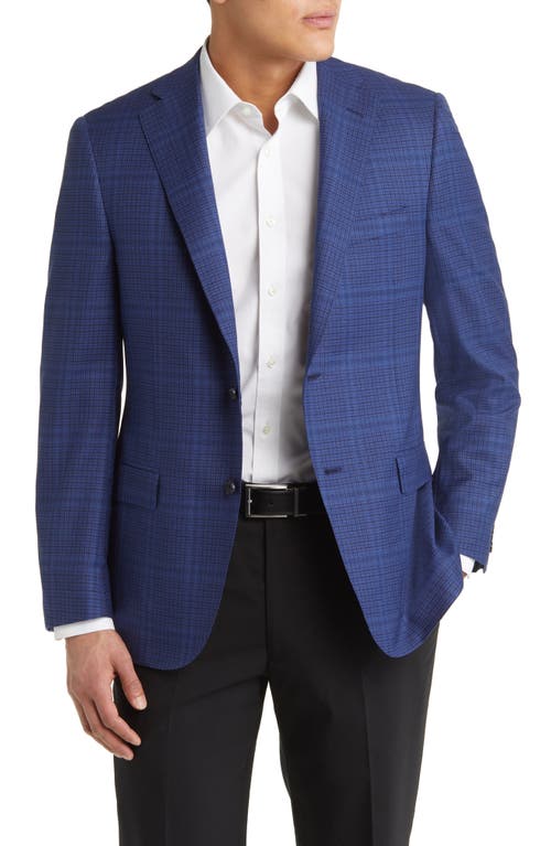 Heritage Gold Check Over Check Wool Sport Coat in Dark Blue 