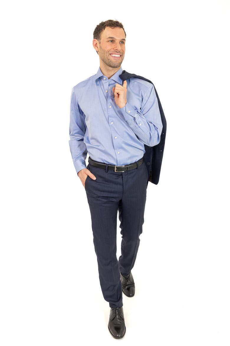 Trim Fit Wool Suit, Alternate, color, BLUE