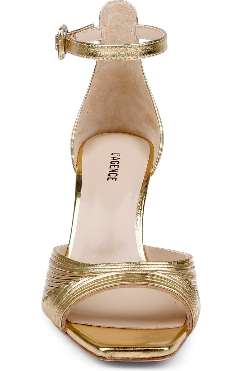 L'AGENCE Cici Ankle Strap Sandal, Alternate, color, Gold Leather