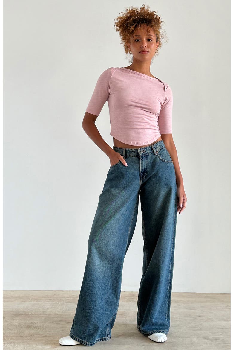 Ralda Curved Jersey Top, Alternate, color, PINK LADY