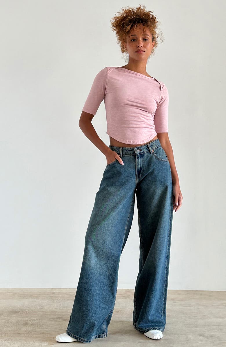 Motel Ralda Curved Jersey Top, Alternate, color, Pink Lady