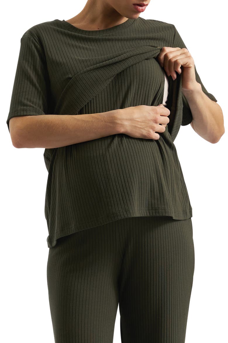 Mike Rib Nursing Top, Alternate, color, KHAKI