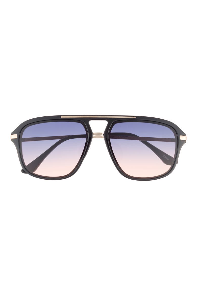 50mm Gradient Aviator Sunglasses, Main, color, BLACK