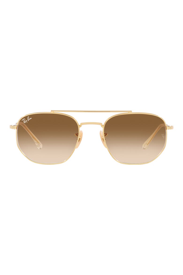 57mm Gradient Square Aviator Sunglasses, Main, color, GOLD FLASH